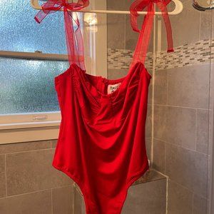 PRINCESS POLLY RED BODYSUIT NEW WITH TAGS + NEVER WORN